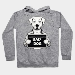 Illustrated Bad Dog Jail Mugshot Hoodie